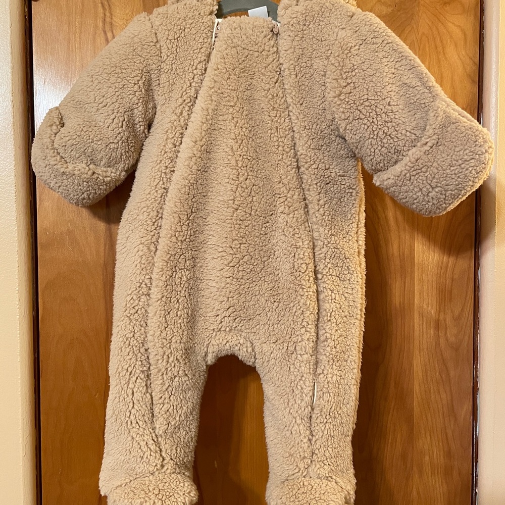 Tan Sherpa Baby Bunting Suit